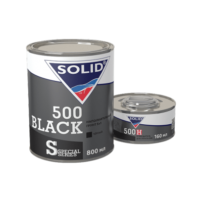 Грунт-наполнитель 5+1 SOLID 500 BLACK (800+160мл), черный ( с отве-ем)